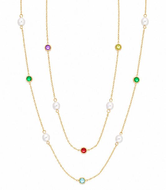 Demi Fine 2-in-1 Rainbow Charm Necklace & Waist Chain