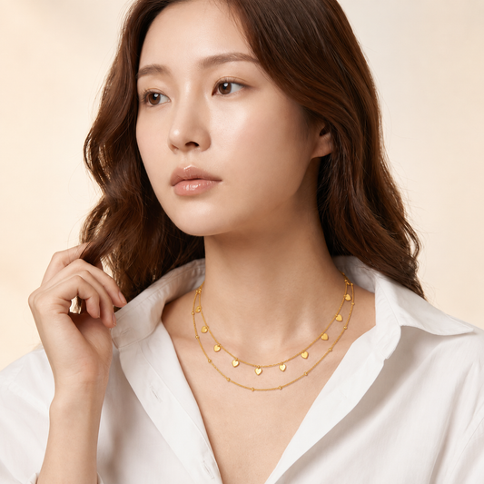 Layered Heart Charm Necklace