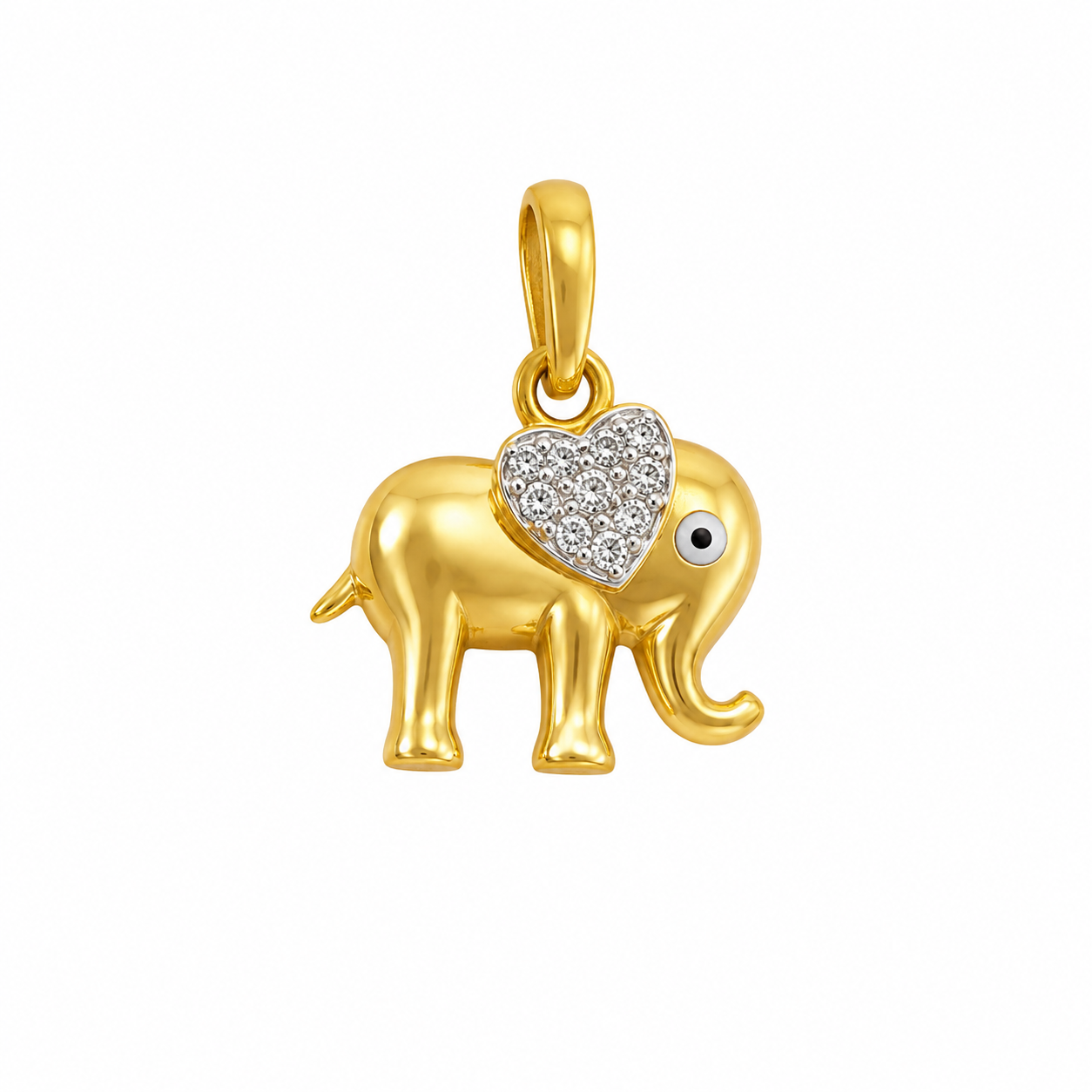 9K Gold Diamond Heart Elephant Pendant