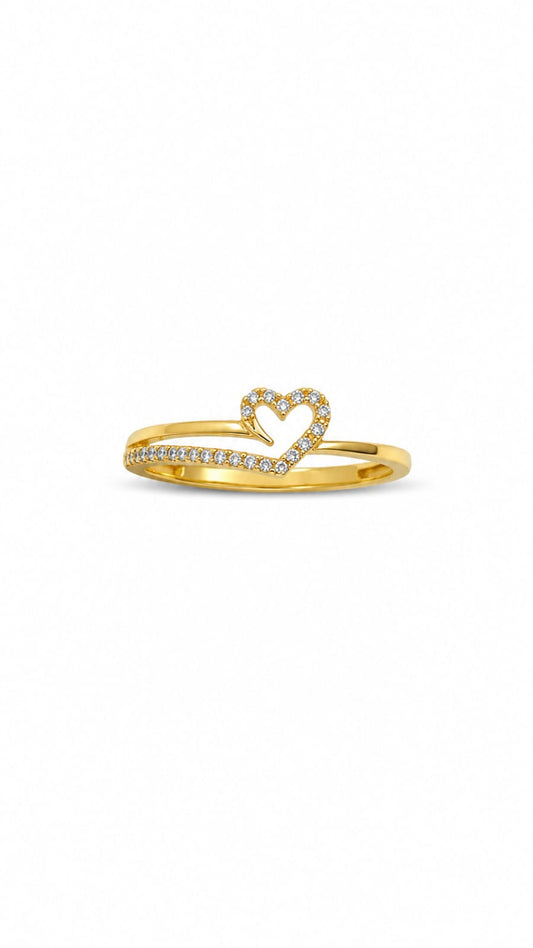 9K Gold Diamond Heart Wrap Ring  (Size - 12)