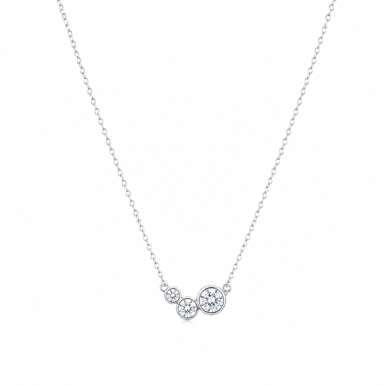 Silver Three-Stone Necklace
