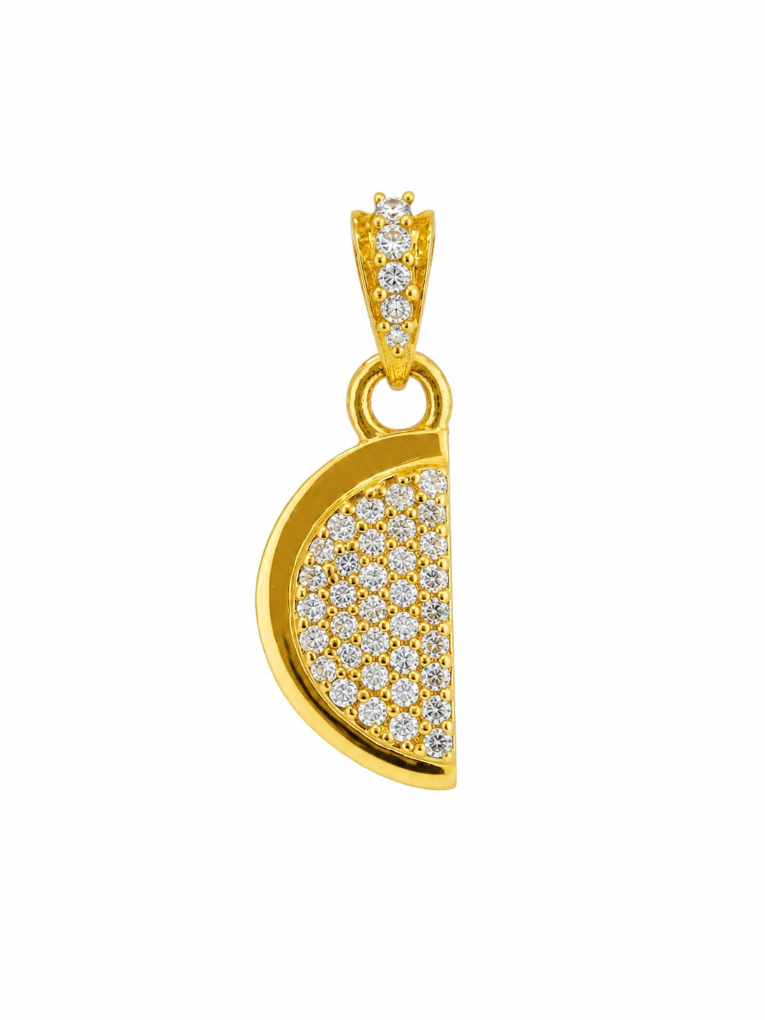 9K Gold Half Moon Crystal Pendant
