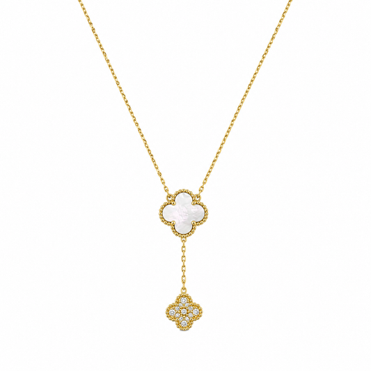 Demi Fine Clover Pearl & Pavé Drop Necklace