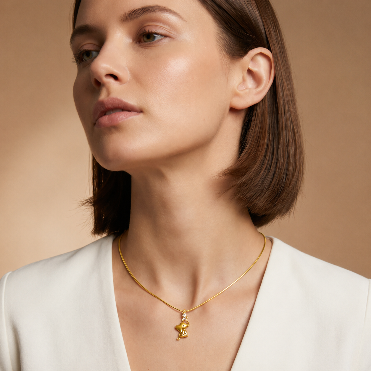 9K Gold Diamond Elephant Pendant
