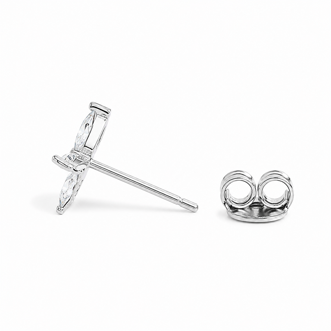 Silver Crystal Leaf Pot Studs