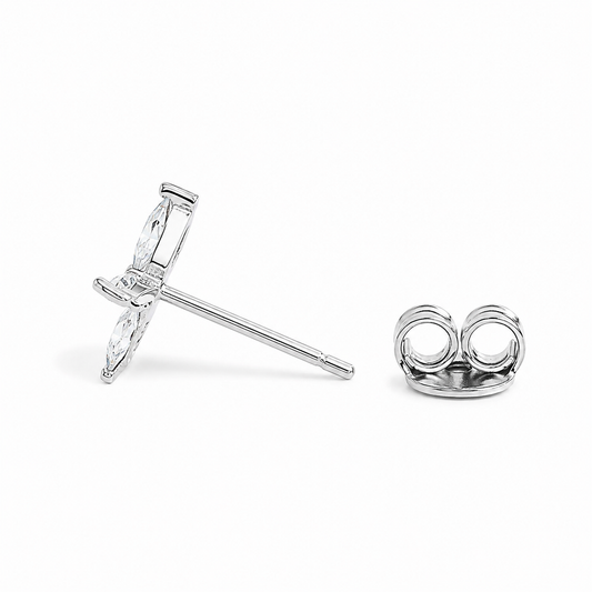 Silver Crystal Leaf Pot Studs