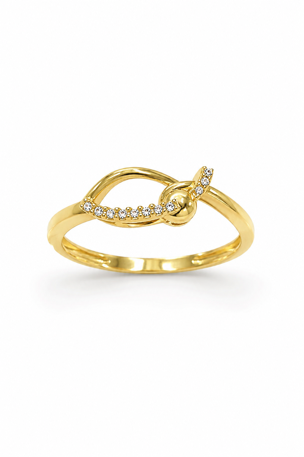 9K Gold Leaf Twist Diamond Ring (Size -12)