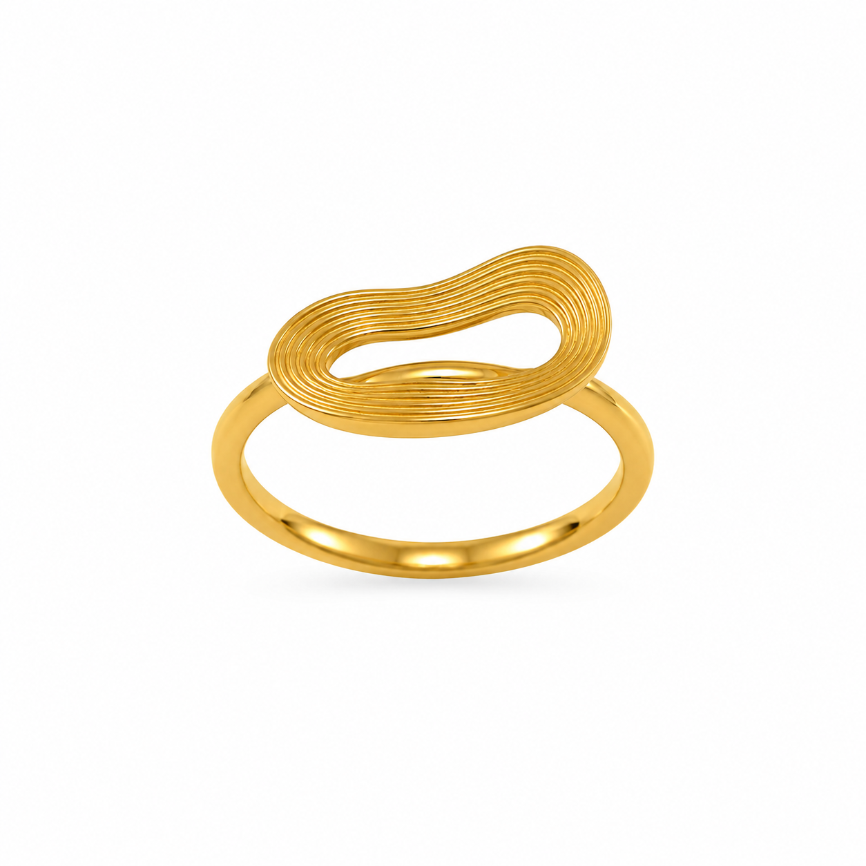 9K Gold Abstract Loop Ring (Size- 12)