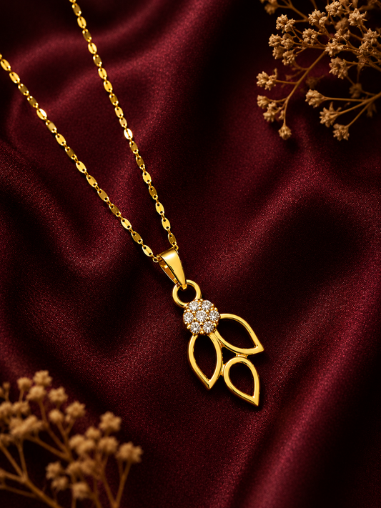 9K Gold Floral Bloom Crystal Pendant