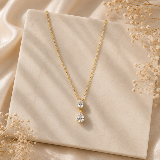 Demi Fine Twin Pear Spark Necklace