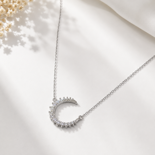 Silver Crescent Moon Necklace