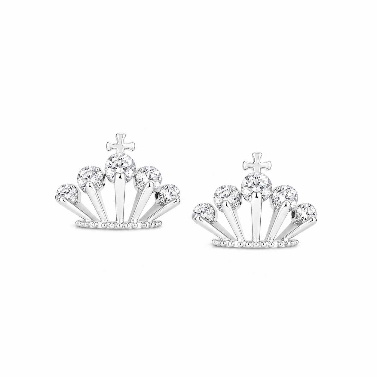 Silver Crown Luxe Stud Earrings