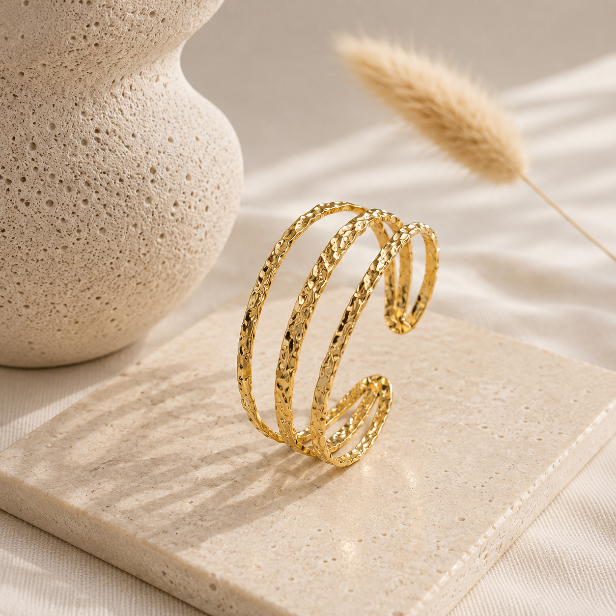Demi Fine Textured Triple Band Cuff Bracelet
