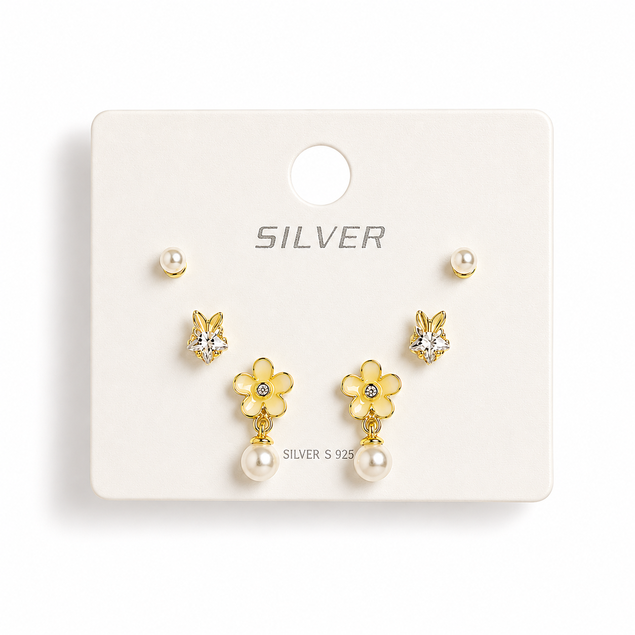 Silver Set of 3 Mini Studs