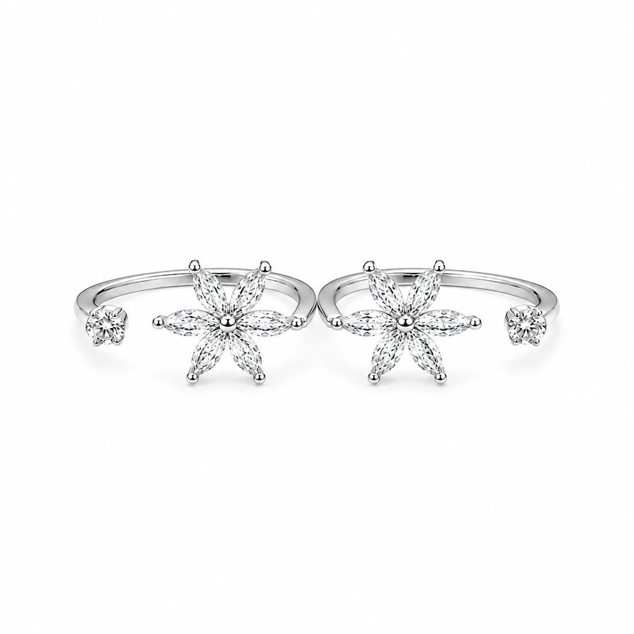 925 Silver Floral Adjustable Toe Ring