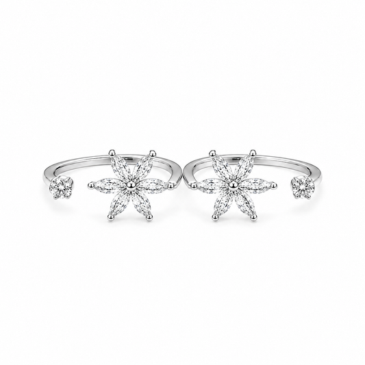 925 Silver Floral Adjustable Toe Ring