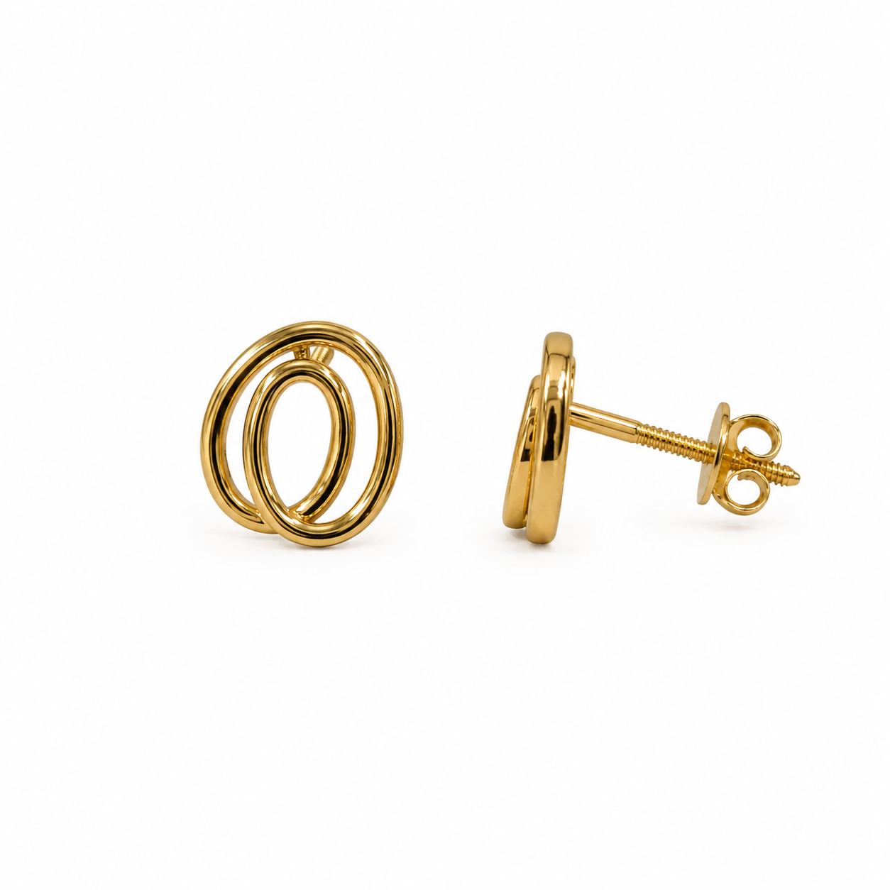 9K Gold Interlocking Oval Stud Earrings