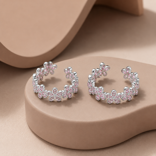 925 Silver Floral Sparkle Toe Ring