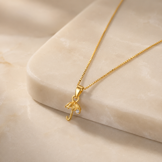 9K Gold Diamond Umbrella Pendant