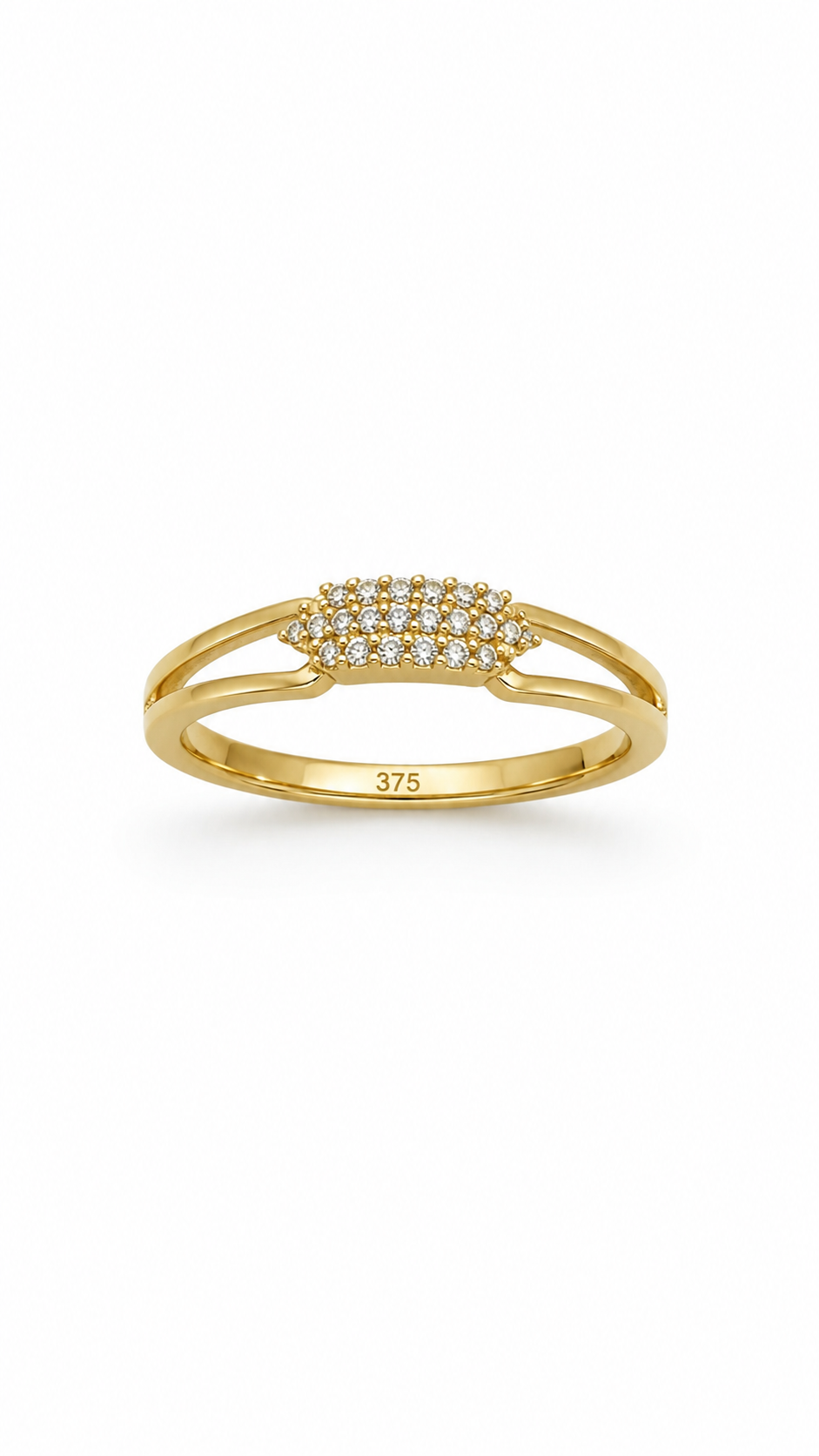 9K Gold Diamond Halo Ring (Size - 12)