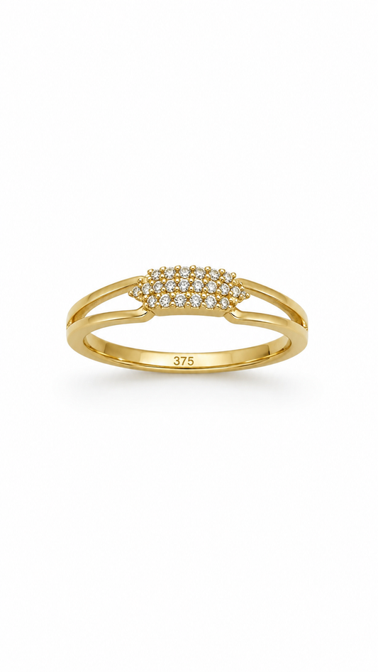 9K Gold Diamond Halo Ring (Size - 12)