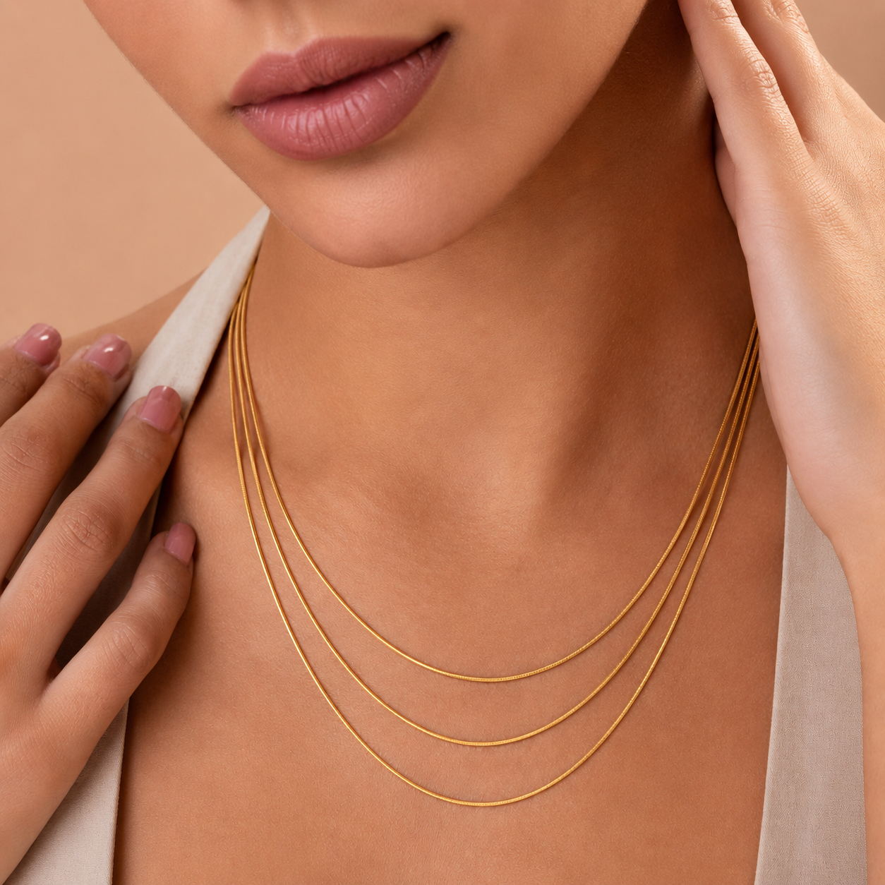 Demi Fine Triple Layer Snake Chain Necklace