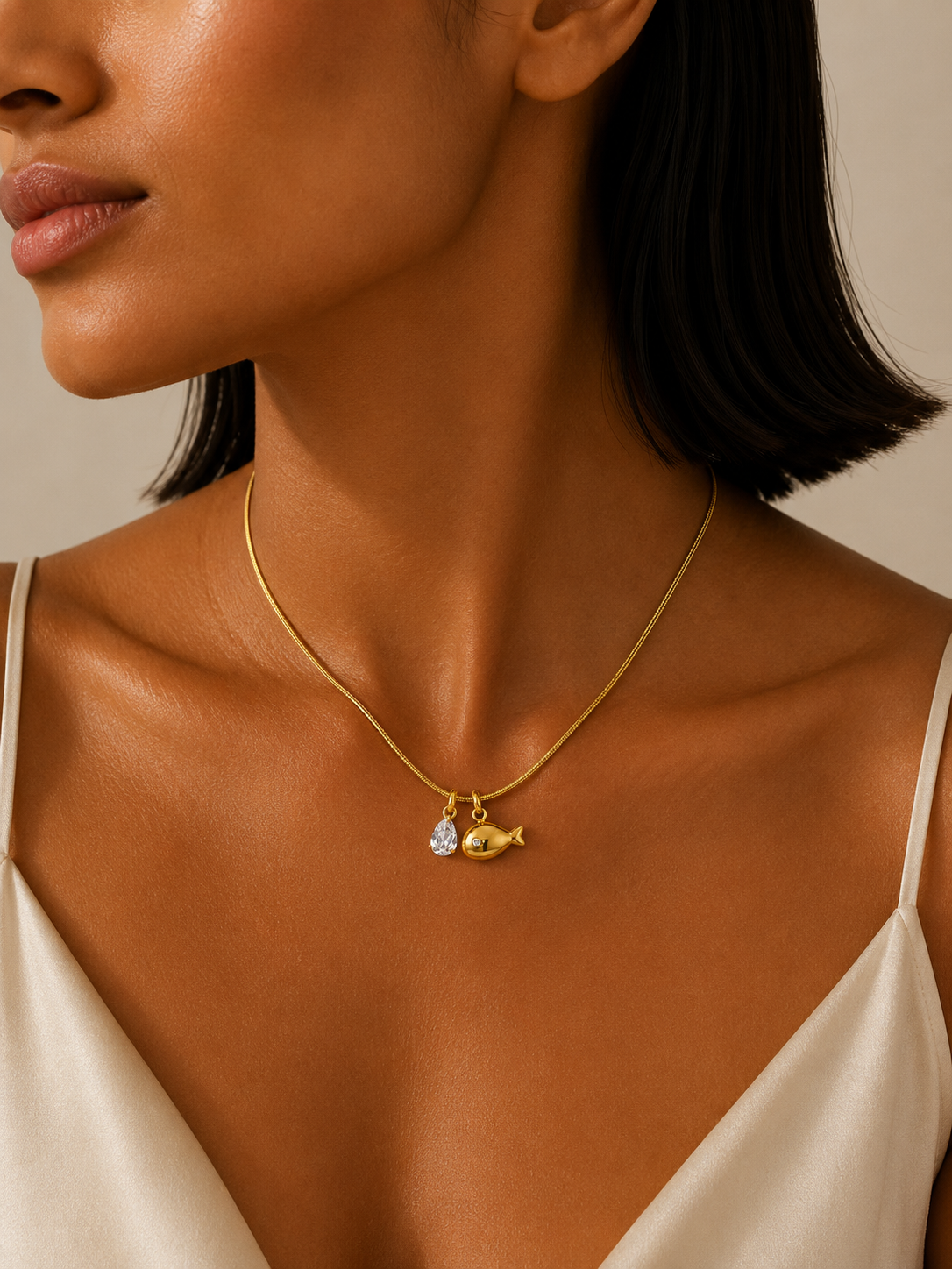Demi Fine Lucky Fish Charm Necklace