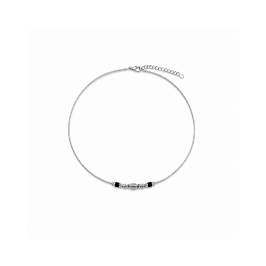 Silver Black Bead Minimal Anklet