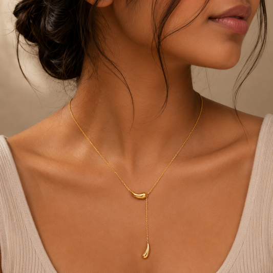 Golden Dewdrop Y-Necklace