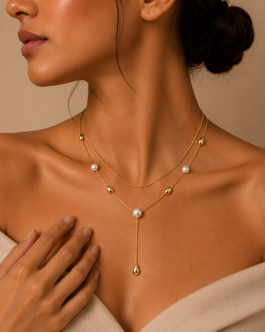 Demi Fine Pearl Layered Drop Necklace