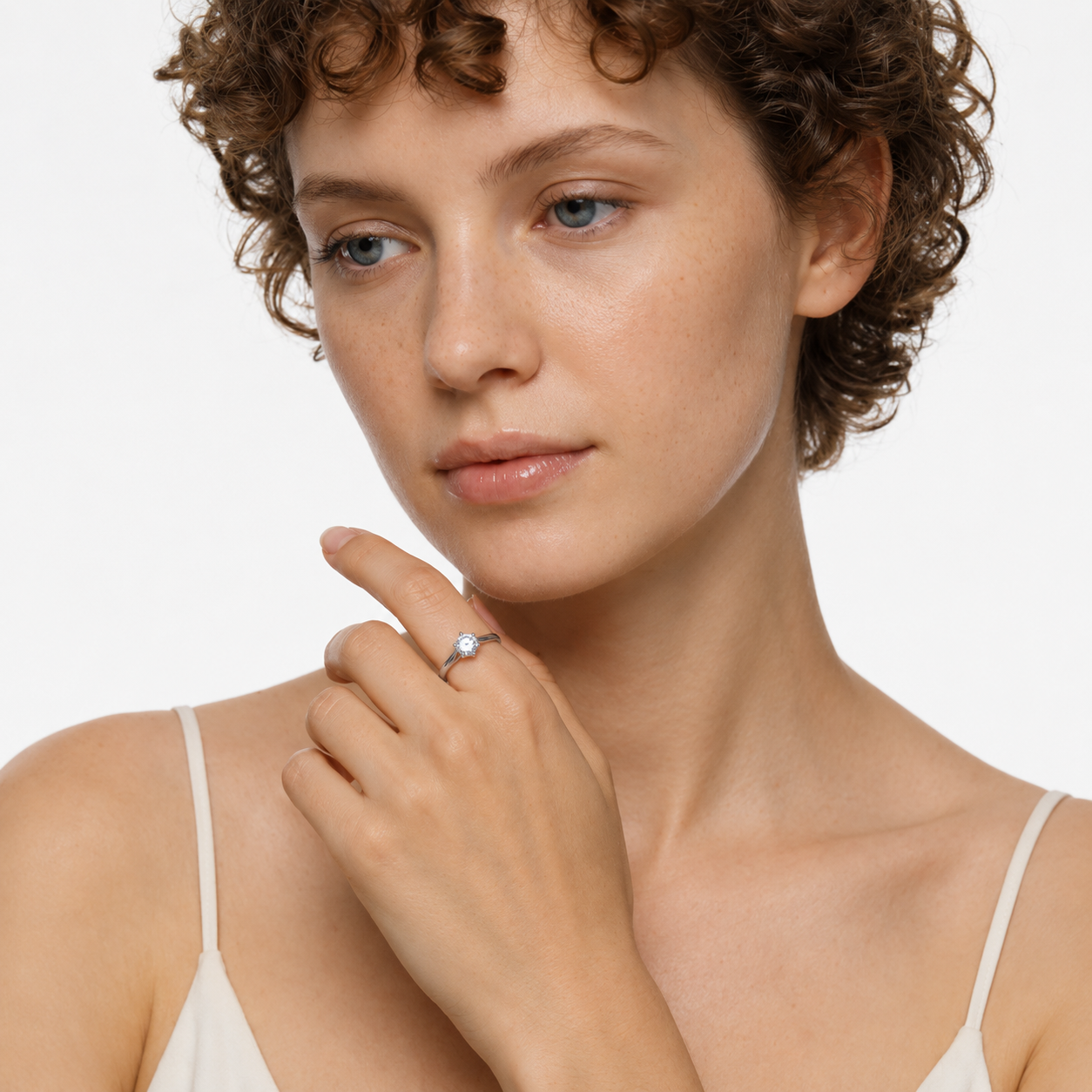 Silver Round Cut Adjustable Ring