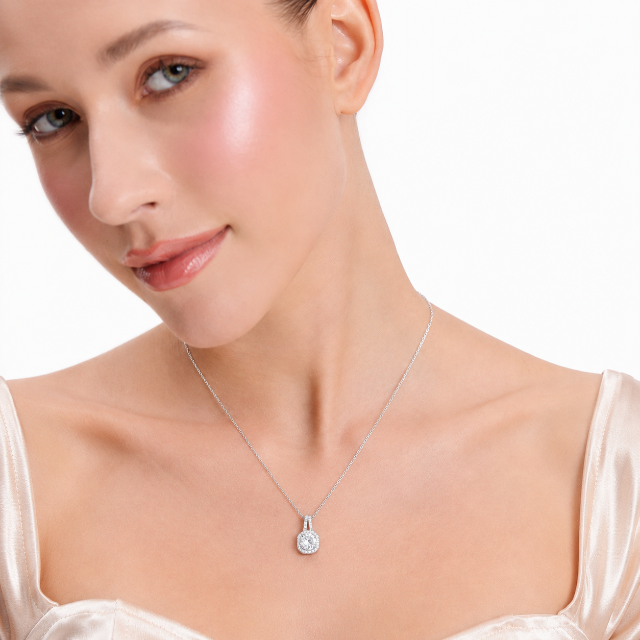 Silver Classic Solitaire  Pendant