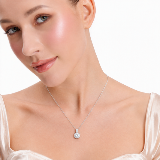 Silver Classic Solitaire  Pendant