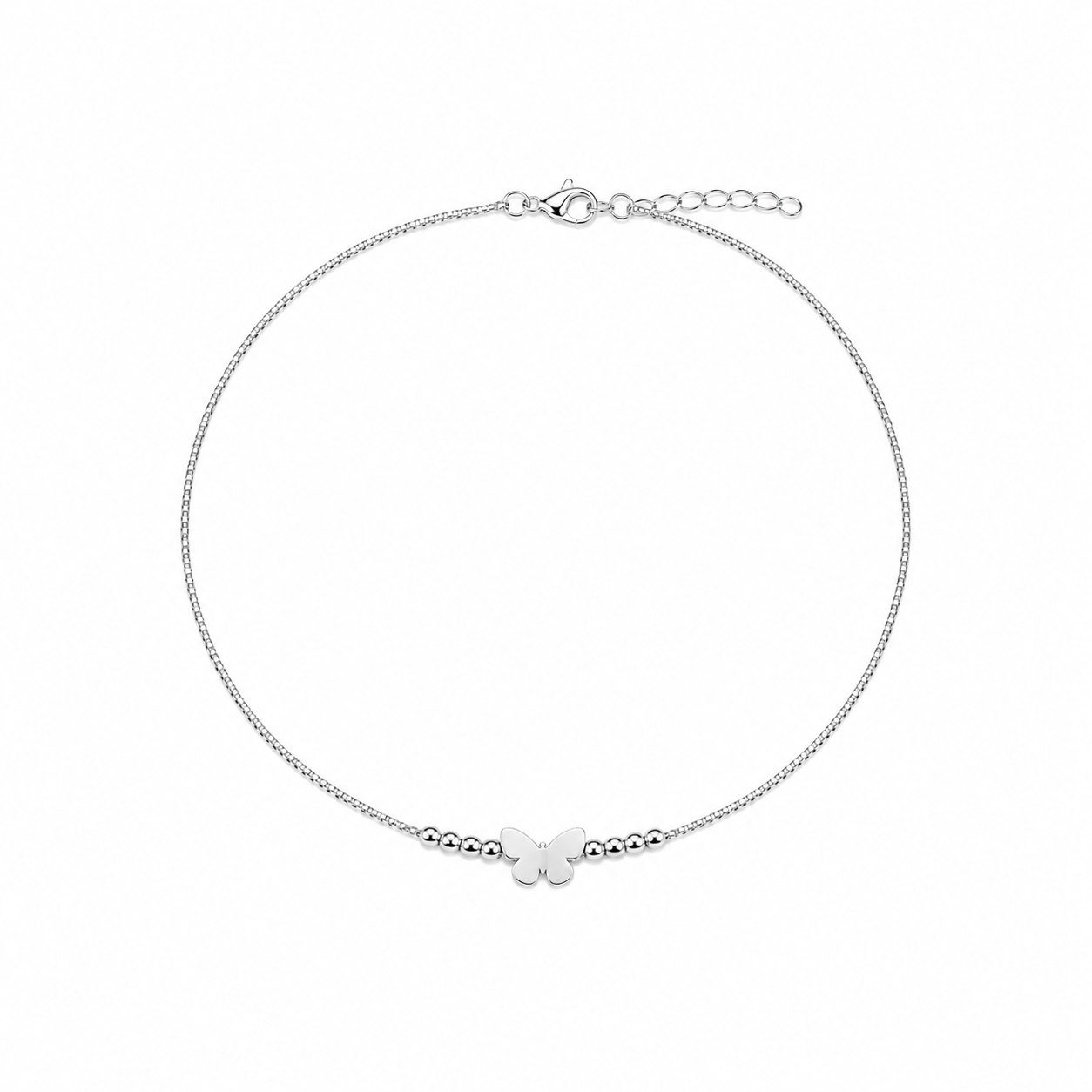Silver Butterfly Charm Anklet