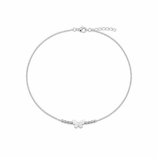 Silver Butterfly Charm Anklet