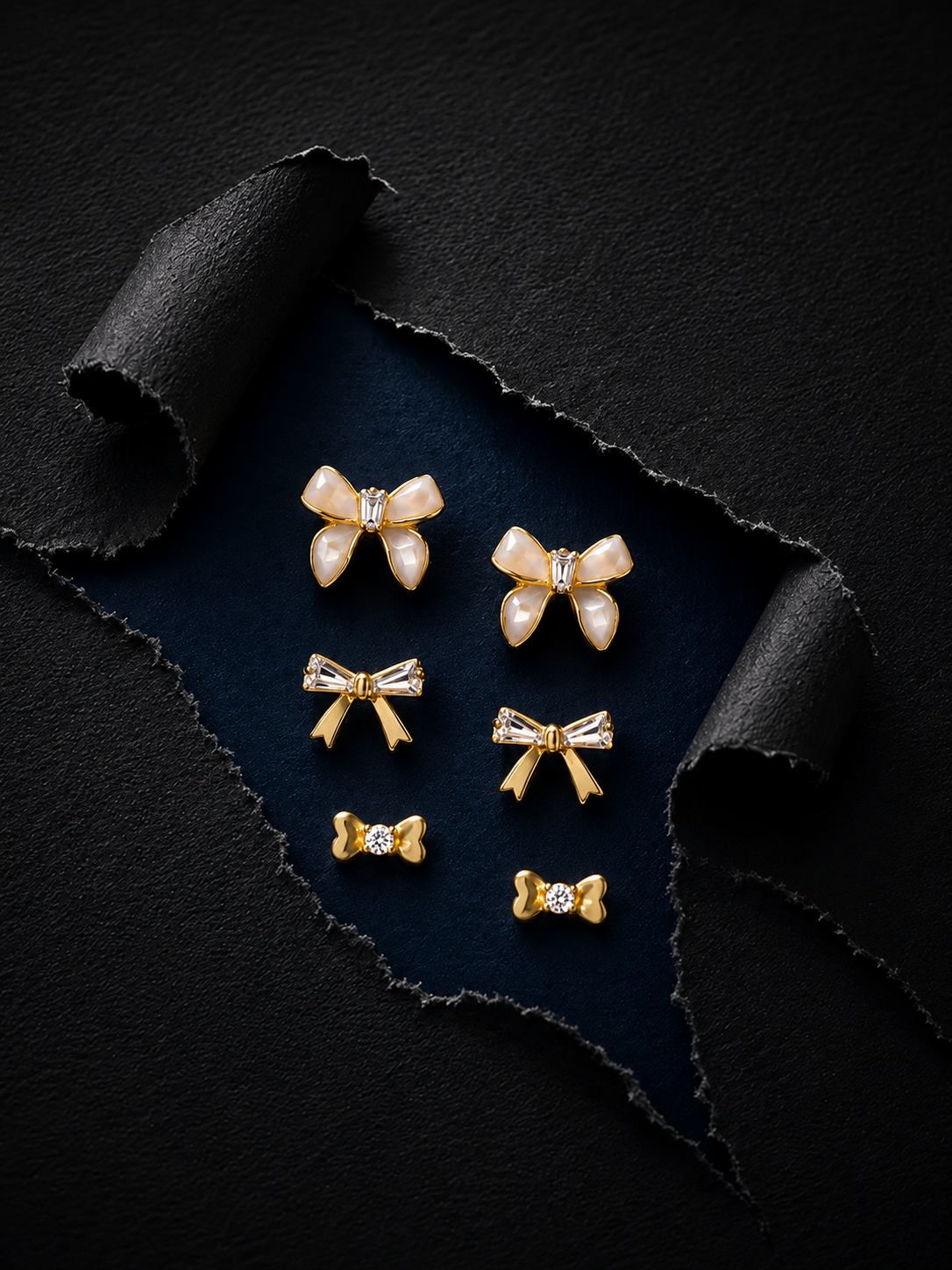 Silver Bow & Heart Tiny Set of 3