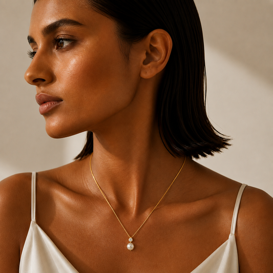 Demi Fine Pearl Drop Solitaire Necklace