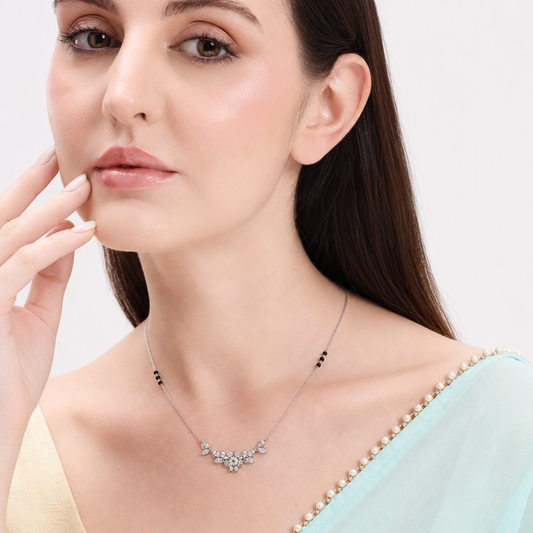 Silver Floral Bloom Mangalsutra