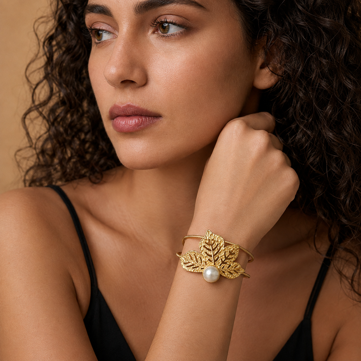 forME by MINOUS Elowen Pearl Leaf Cuff Bracelet
