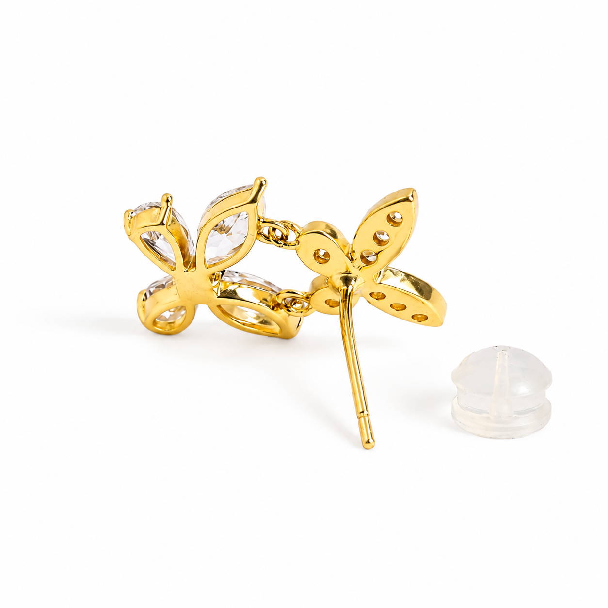 Silver Golden Flutter Drop Earrings