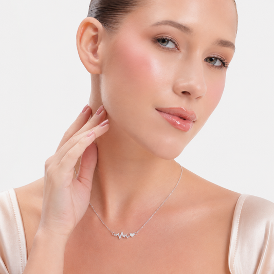 Silver Forever Heartbeat Pendant Necklace