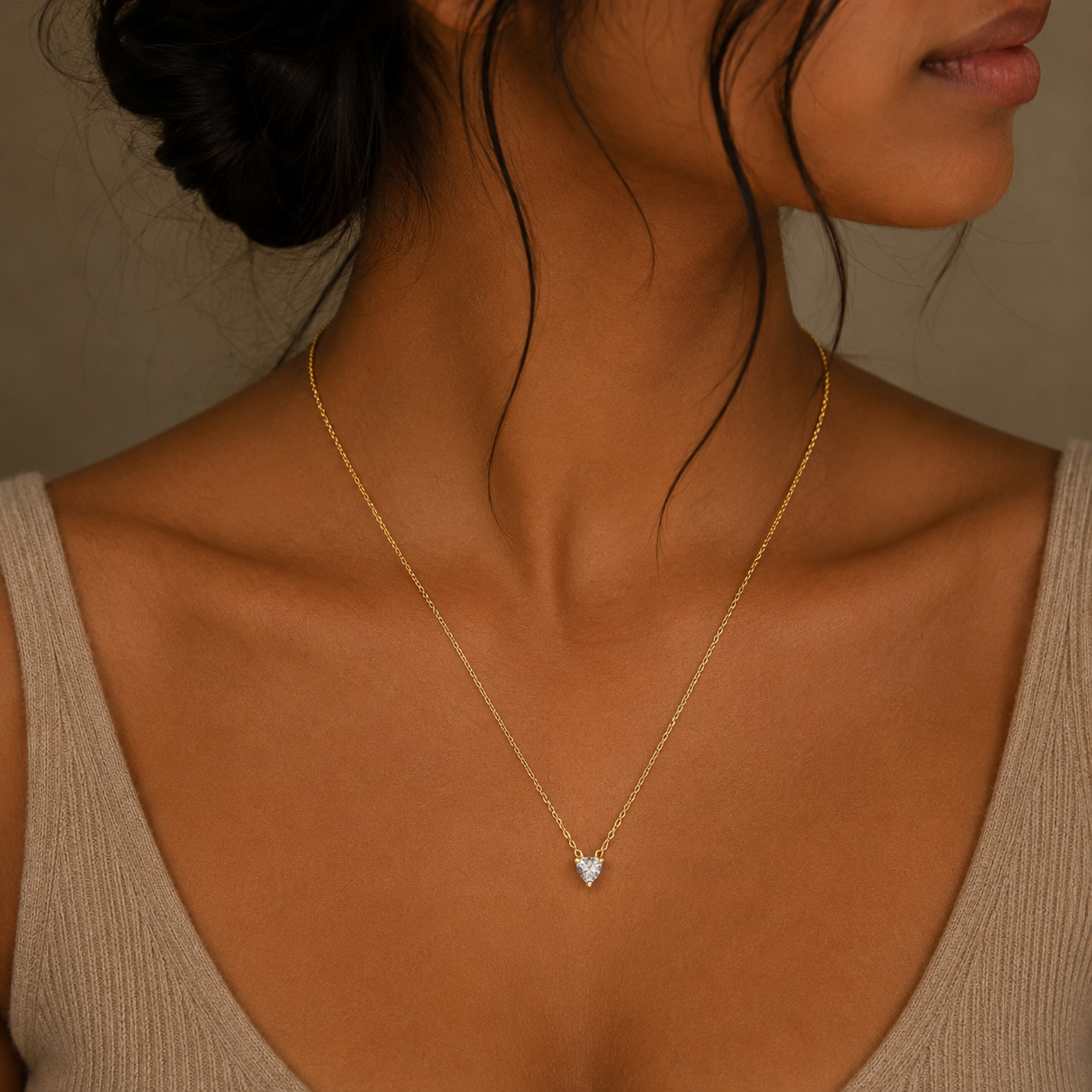 Demi Fine Heart Cut Solitaire Necklace