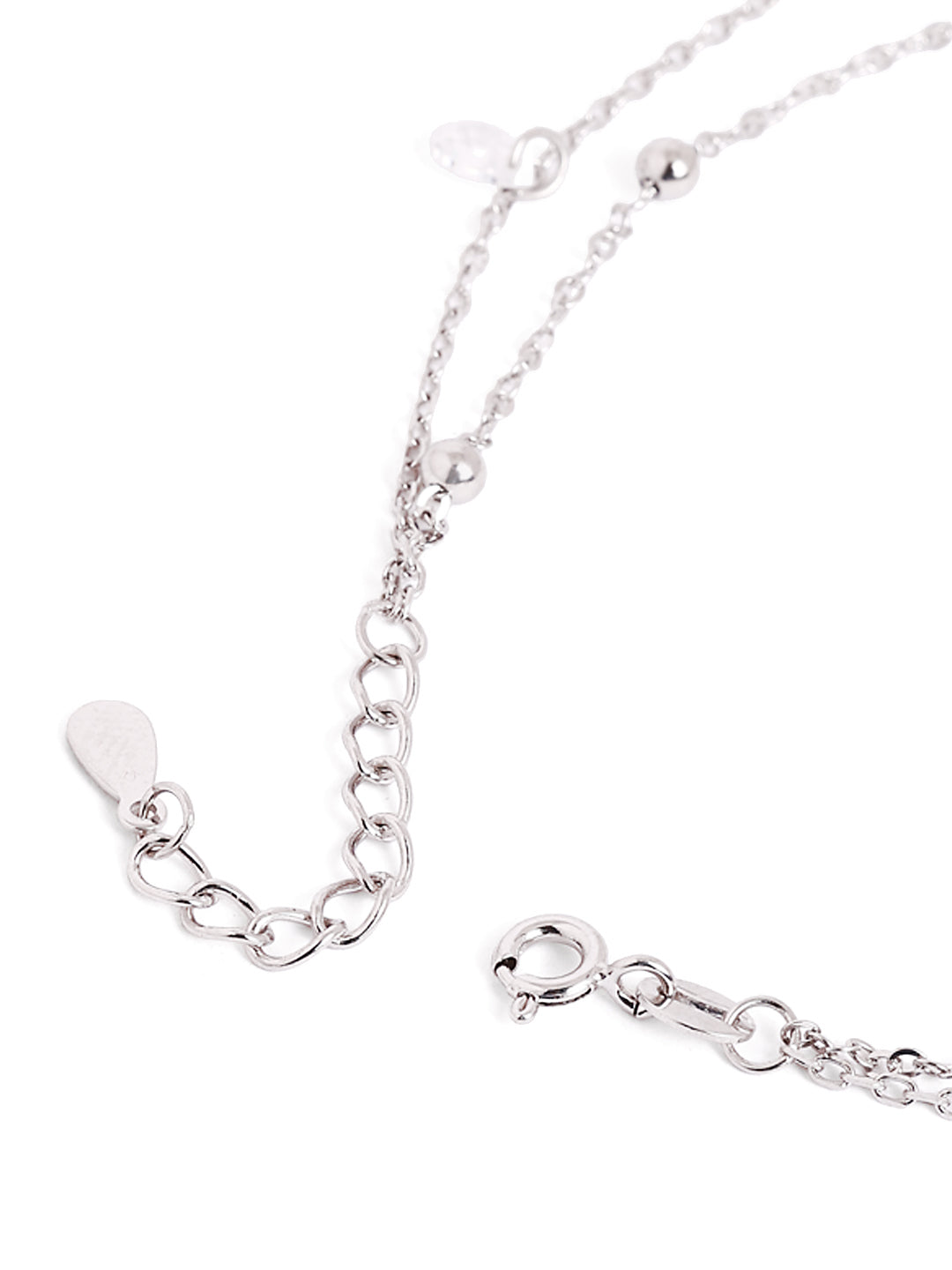 925 sterling silver double layered anklet for women with adjustable chain, and elegant design