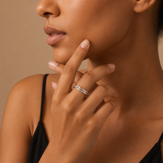 Silver Wave Adjustable Ring