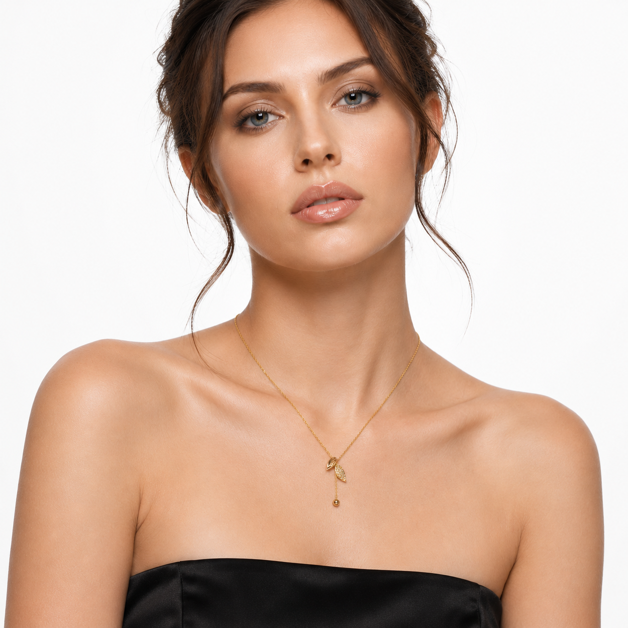 Silver Leaf Drop Necklace