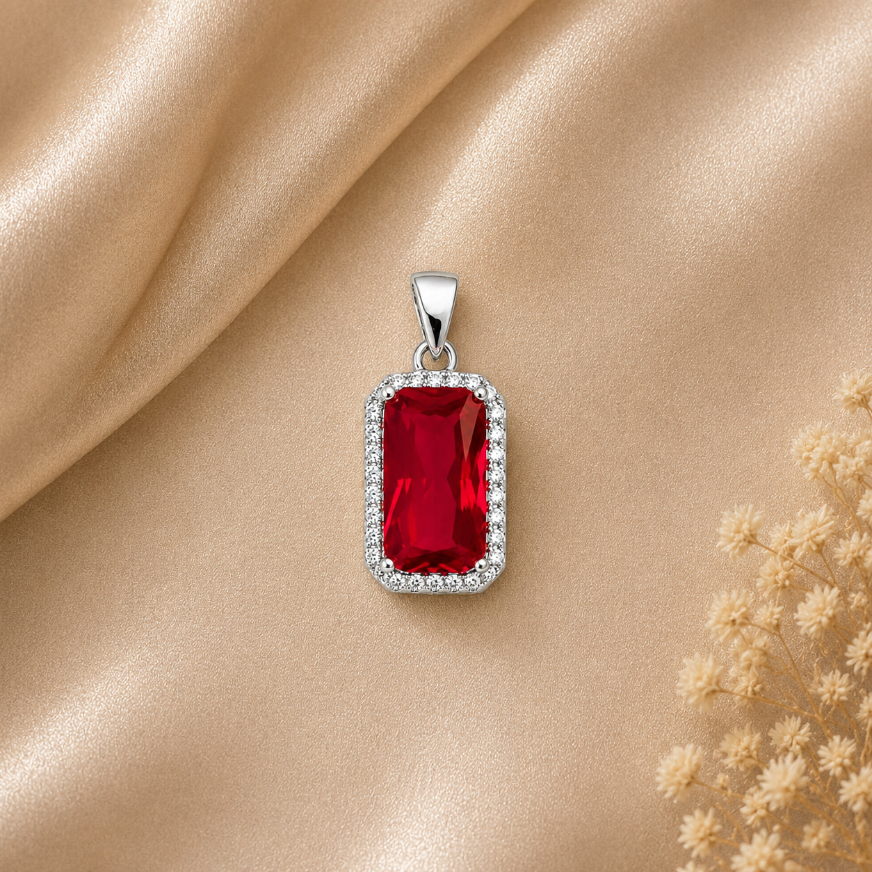 Silver Classic Ruby Pendant
