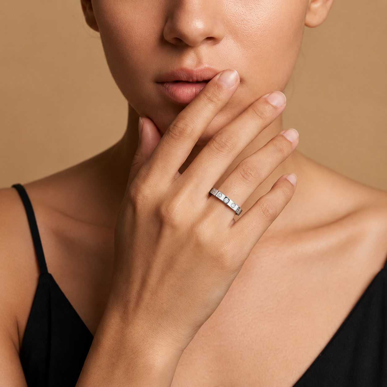 Silver Luxe Screw  Adjustable Band Ring