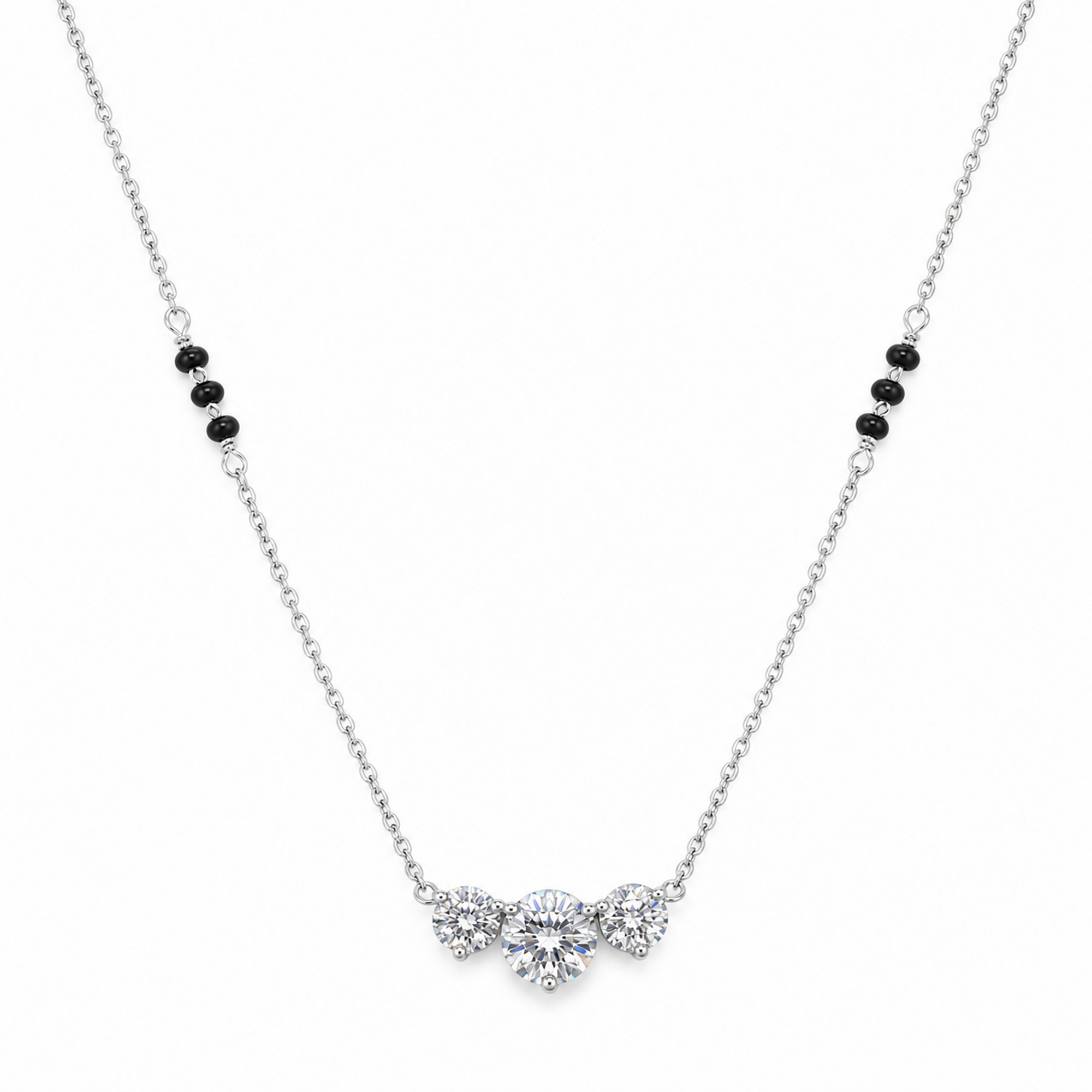Silver Triple Solitaire Mangalsutra