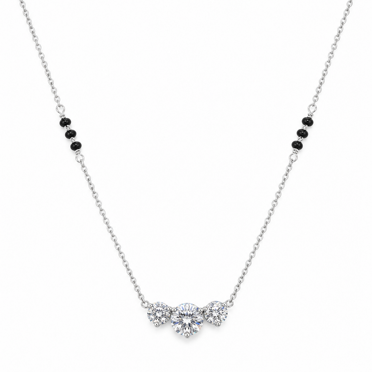 Silver Triple Solitaire Mangalsutra