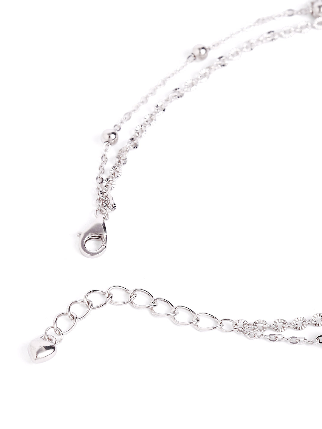 925 sterling silver double layered  anklet for women with adjustable chain, and elegant design